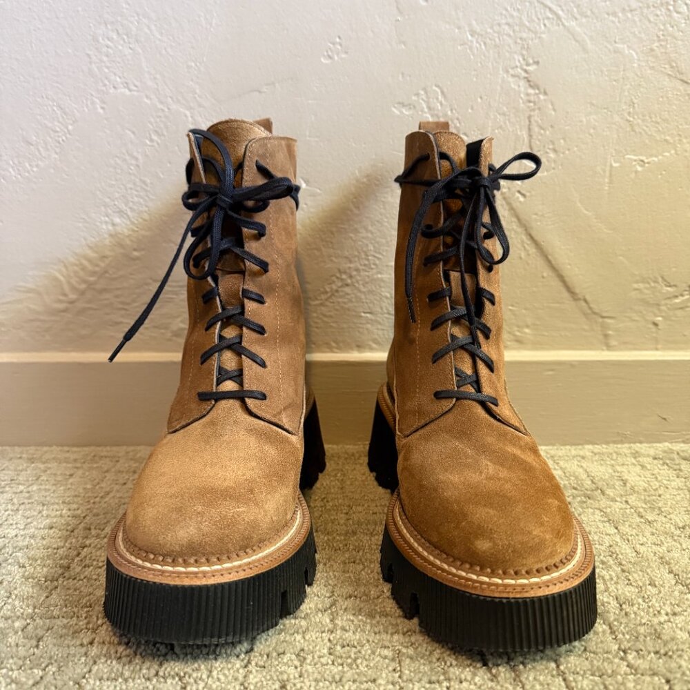 Freda Salvador Billie Platform Suede Combat Boots (size 6.5) + FS bag